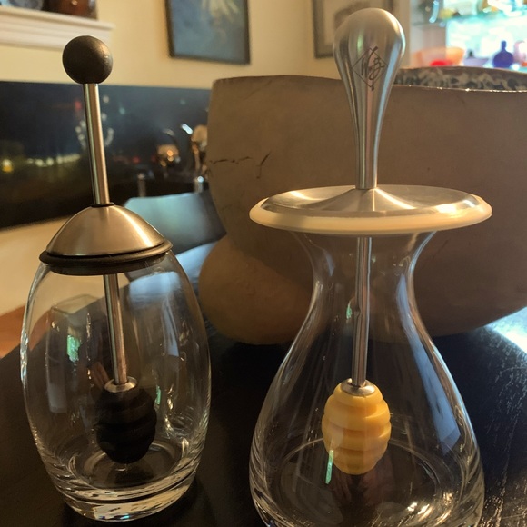 Clear glass honey pot dipper with sliding wand - Picture 2 of 4